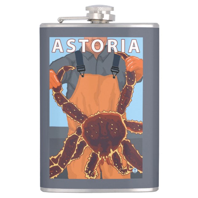 Astoria, OregonKing Crab Hip Flask (Front)