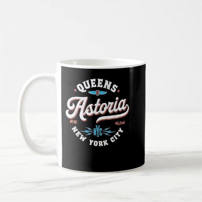 Astoria Queens New York retro graphic Coffee Mug (Left)