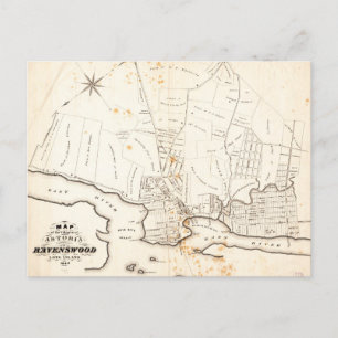 Astoria & Ravenswood, Long Island Map (1840) Postcard