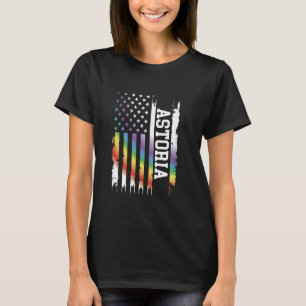 Astoria United States Distressed Rainbow w US Flag T-Shirt