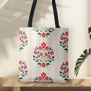 Astors Bouquet Red Floral Seamless Pattern Tote Bag
