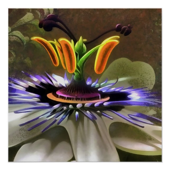 Astounding Abstract Art of A Passion Flower Poster (Front)