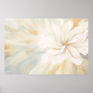 Astounding white flower abstract painting. poster