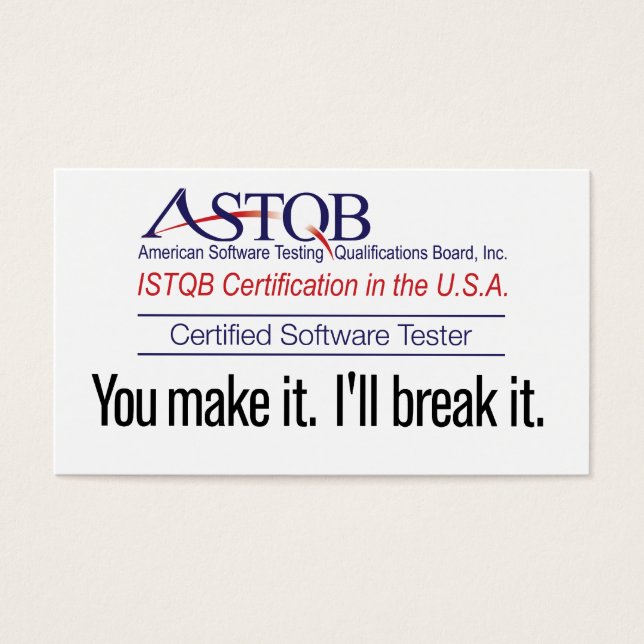 ASTQB Certified Software Tester You make it card (Front)