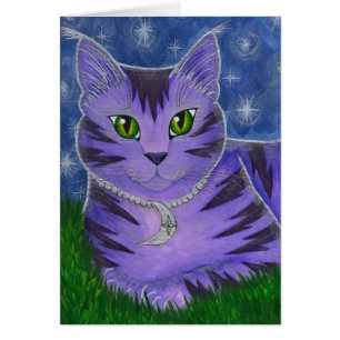 Astra Celestial Moon Stars Cat Fantasy Art Card