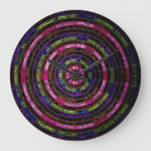 Astract Stained Glass Mosaic Pattern #5 Large Clock
