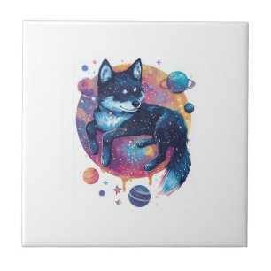 Astral Akita � Cosmic Space Dog Tile