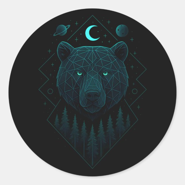 Astral Bear - Cosmic Strength Power Classic Round Sticker (Front)