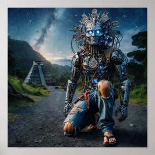 Astral Blue Jeans Warrior Poster