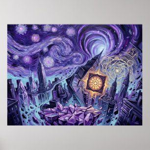 Astral Dimension Starry Night Marvel Landscape Poster