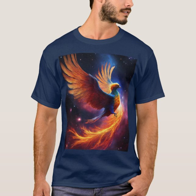 Astral Flame: Nebula Phoenix Design T-shirt (Front)