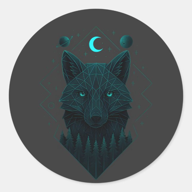 Astral Fox - Cosmic Clever Spirit Classic Round Sticker (Front)