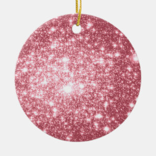 Astral Glitter Elegant Pink Christmas Ornaments
