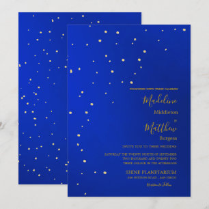 Astral Gold  Stars Blue Evening Wedding Invitation