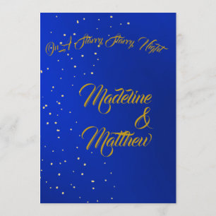 Astral Gold Stars Blue Starry Evening Wedding Invitation
