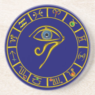 ASTRAL HORUS EYE,BLUE TALISMAN Astrology Chart Coaster