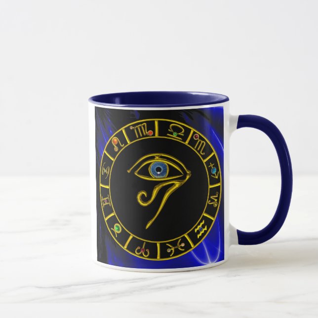 ASTRAL HORUS EYE,BLUE TALISMAN Astrology Chart Mug (Right)