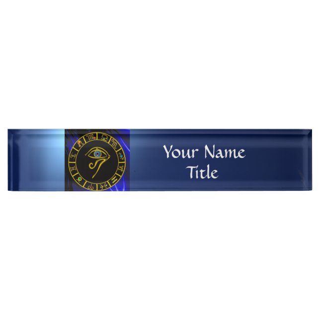 ASTRAL HORUS EYE,BLUE TALISMAN Astrology Chart Nameplate (Front)