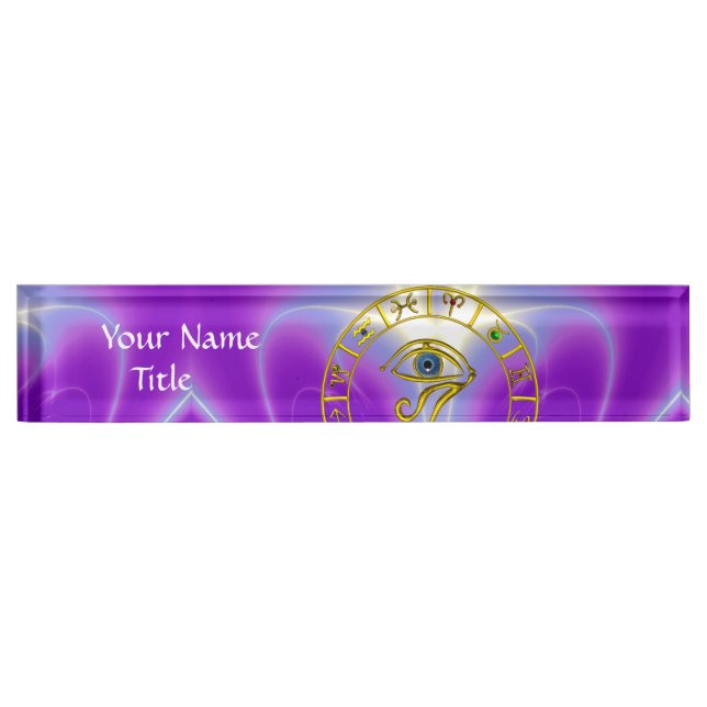 ASTRAL HORUS EYE,BLUE TALISMAN Zodiac Chart ,Pink Nameplate (Front)
