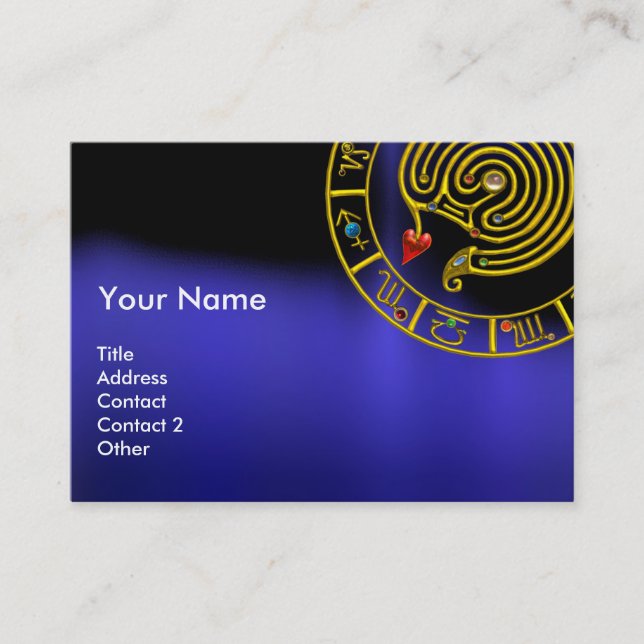 ASTRAL LABYRINTH,ASTROLOGY ZODIAC CHART Black Blue Business Card (Front)