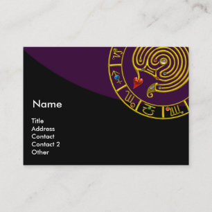 ASTRAL LABYRINTH,ASTROLOGY ZODIAC CHART Purple Business Card