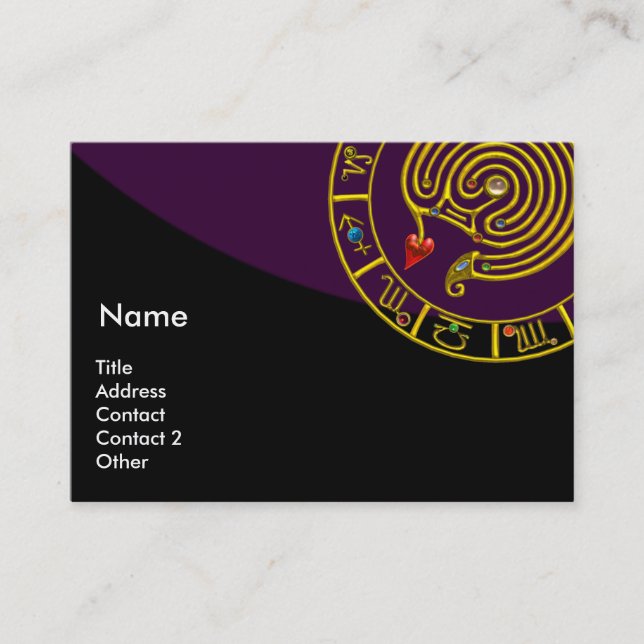 ASTRAL LABYRINTH,ASTROLOGY ZODIAC CHART Purple Business Card (Front)