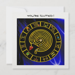 ASTRAL LABYRINTH , black and white ,blue ice Invitation