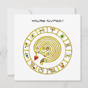 ASTRAL LABYRINTH , black and white ,blue red Invitation