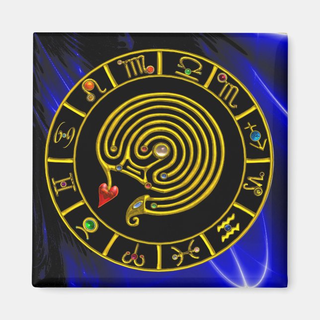 ASTRAL LABYRINTH GOLD ZODIAC CHART Astrology Magnet (Front)
