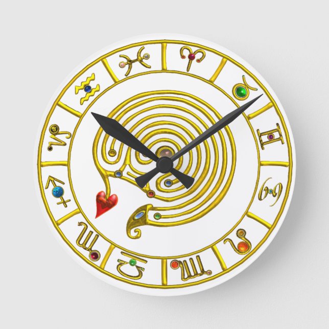 ASTRAL LABYRINTH GOLD ZODIAC CHART Astrology Round Clock (Front)