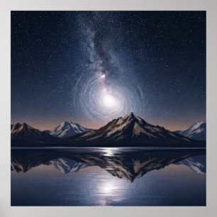 Astral Mountain Reflection - Galaxy Art Print