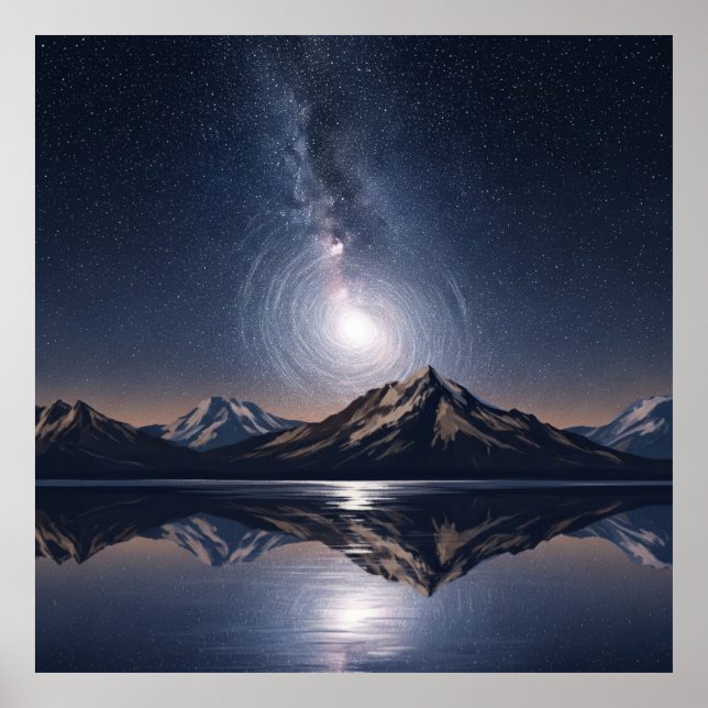 Astral Mountain Reflection - Galaxy Art Print (Front)