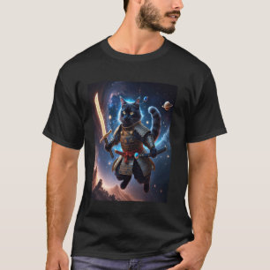Astral Samurai Cat Guardian of the Celestial Waves T-Shirt