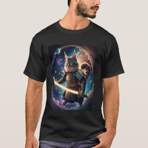 Astral Samurai Cat Guardian of the Celestial Waves T-Shirt