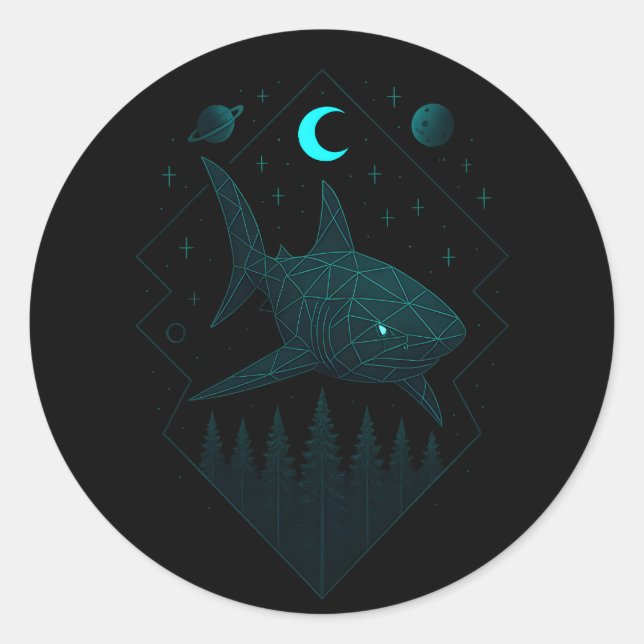 Astral Shark - Cosmic Ocean Predator Classic Round Sticker (Front)
