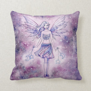 Astralina Purple Star Fairy Fantasy Illustration Cushion