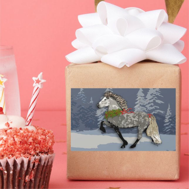 Astrid Icelandic Horse for the Holidays Rectangular Sticker (Party)