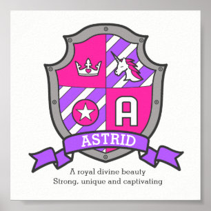 Astrid letter A name meaning unicorn princess Poster