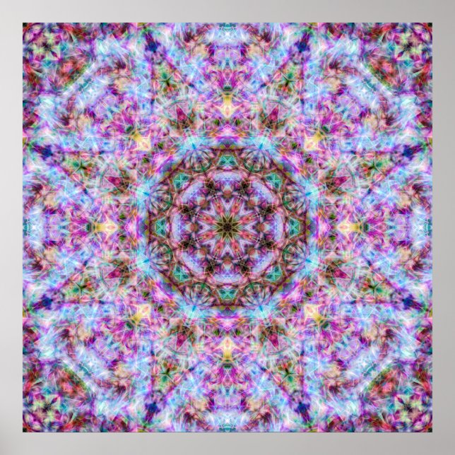 Astrid - Pastel Pink & Purple Psychedelic Mandala  Poster (Front)