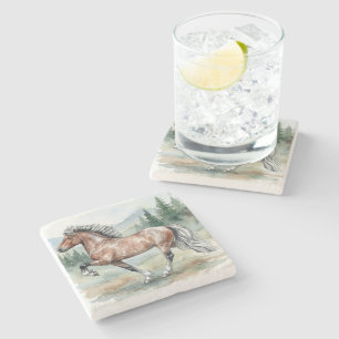 Astrid Tolting Icelandic Horse watercolor Stone Coaster