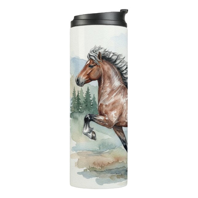 Astrid Watercolor Icelandic Horse Thermal Tumbler (Rotated Left)