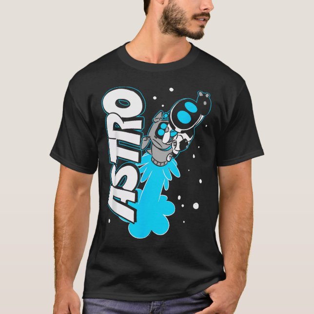 Astro And Dog Rocket Launch In Space Video T-Shirt (Front)
