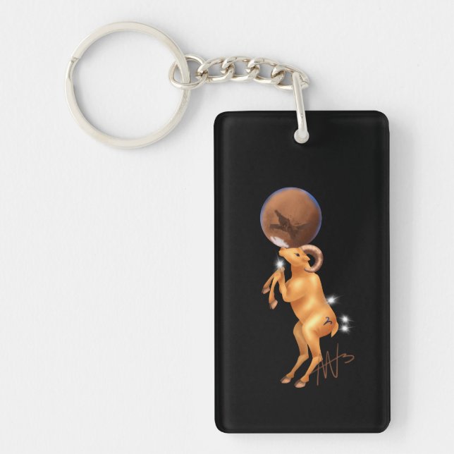 Astro Aries Mars Zodiac Key Ring (Front)