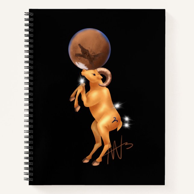 Astro Aries Mars Zodiac Spiral Notebook (Front)