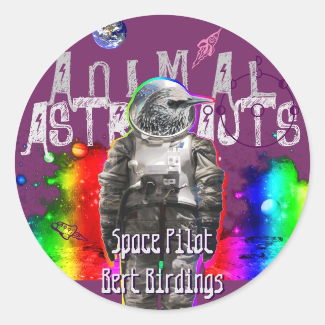Astro Bird Classic Round Sticker (Front)