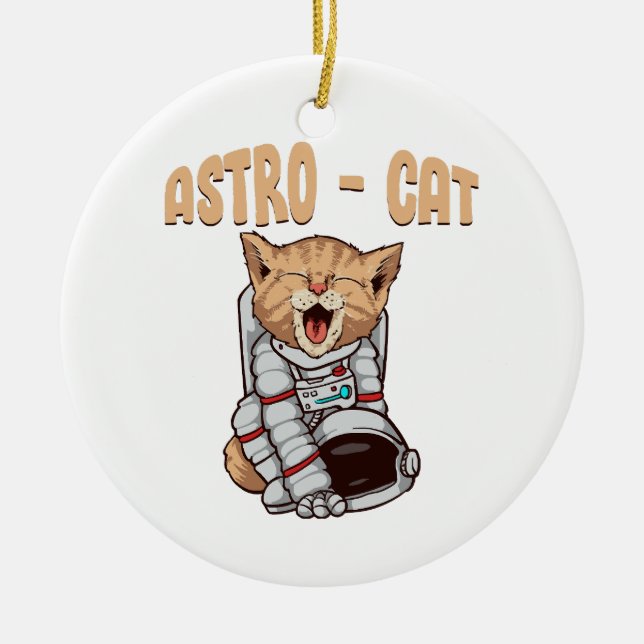 Astro Cat Ceramic Tree Decoration (Front)