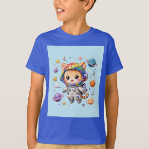 Astro Cat - fond bleu ciel - Kids Vertical T-Shirt