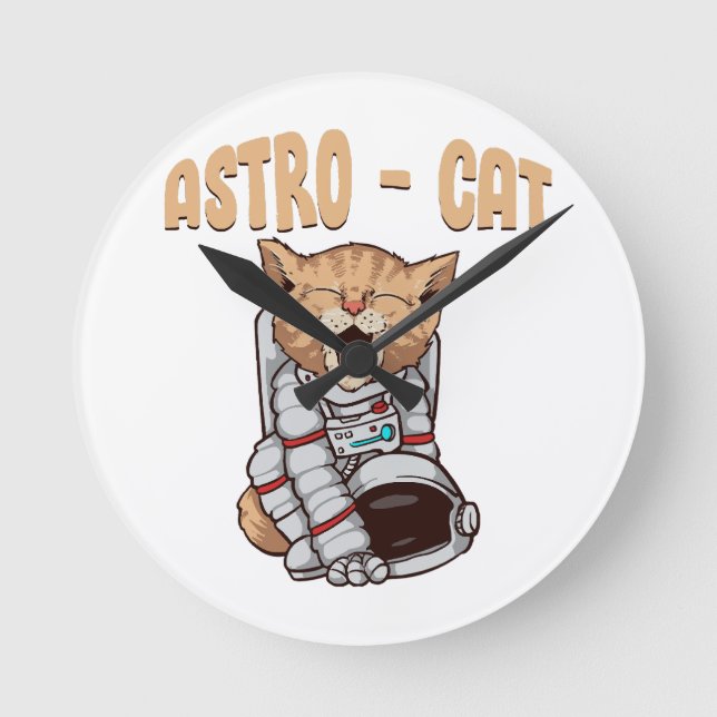 Astro Cat Round Clock (Front)