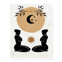 Astro Celestial Feminine Sun Moon Boho Art