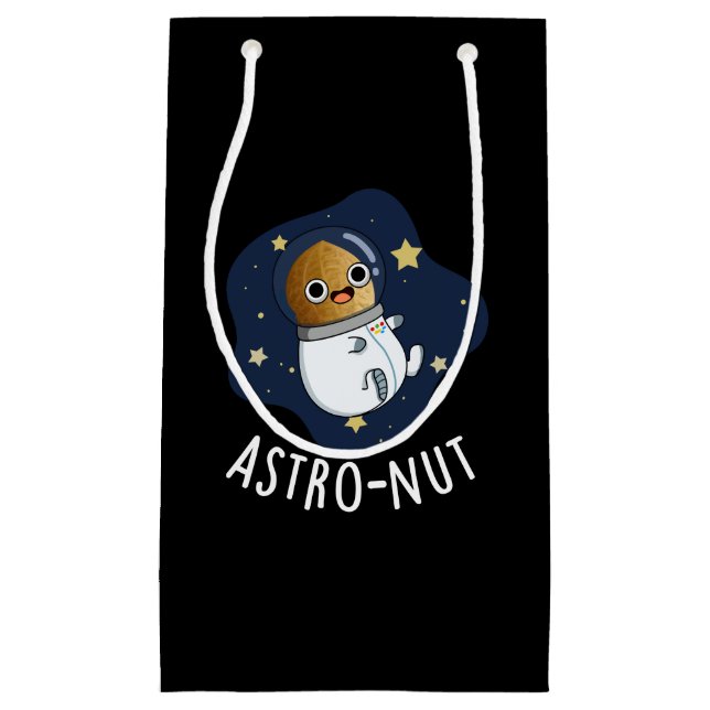 Astro-nut Funny Nut Astronaut Pun Dark BG Small Gift Bag (Front)